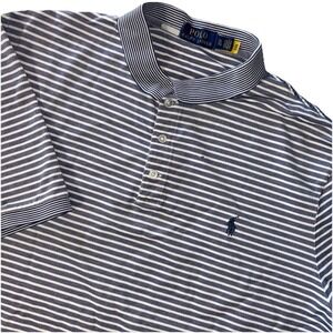 Polo Ralph Lauren Polo Shirt Mens XL blue & White Striped Classic Fit Golf